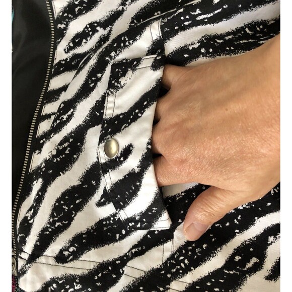Studio Works Women's Jacket Zebra Black/White Size Medium Full Zip Lined - Picture 9 of 12